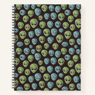 "Galactic Goofballs: Alien Antics on Black" Notebook