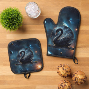 Galactic Grace: The Black Swan.  Oven Mitt & Pot Holder Set