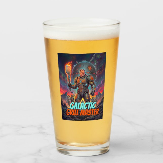 Galactic Grill Master Retro Sci-Fi Comic Art Glass (Front Filled)