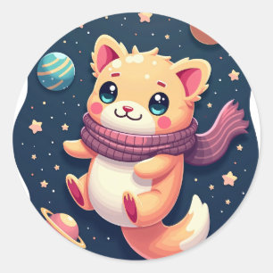 Galactic Kawaii Axolotl Space Axolotl Cute Axolotl Classic Round Sticker