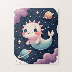Galactic Kawaii Axolotl Space Sticker T-Shirt Jigsaw Puzzle