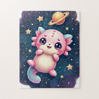 Galactic Kawaii Axolotl Sticker Space Cat Lover Co Jigsaw Puzzle