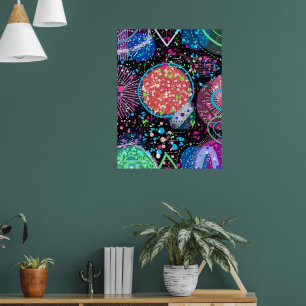 Galactic Neighbourhood: Abstract Art Postcard Poster