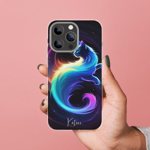 Galactic Neon Cat Mystical Cosmic Glow iPhone 11 Case