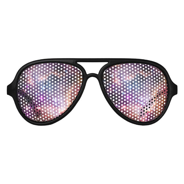 Galactic Outer Space Purple Nebulae Aviator Sunglasses (Front)