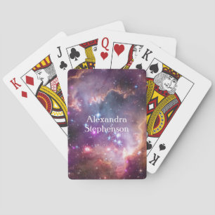 Galactic Outer Space Purple Personalised Playing Cards