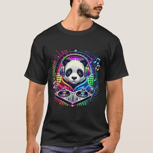  Galactic Panda DJ - Cyberpunk Music Vibes Merch T-Shirt (Front)