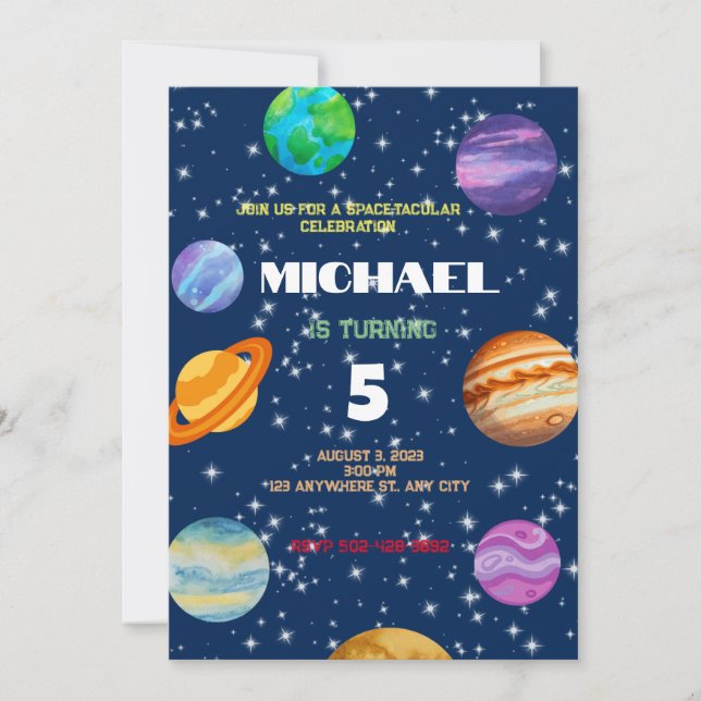 Galactic Planets Birthday Party  Invitation (Front)