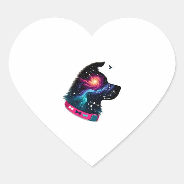 Galactic Pup Graphic Tee Heart Sticker (Front)