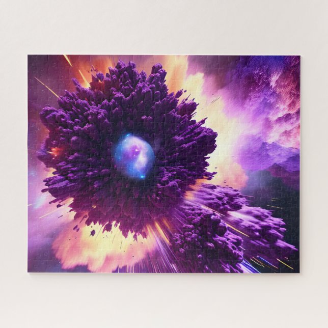 Galactic purple nebula clouds in deep outer space jigsaw puzzle (Horizontal)