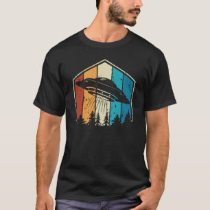 Galactic Reverie: UFO Soars Over Retro Forest T-Shirt