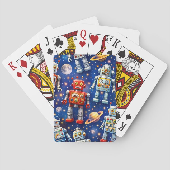 Galactic robot exploration, cosmic art playing cards (Back)