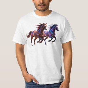 Galactic Running Neon Mystic Horses  Pair Fantasy  T-Shirt