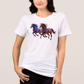 Galactic Running Neon Mystic Horses Pair Fantasy Tri-Blend Shirt