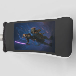 Galactic Samurai Cat on T Rex Golf Head Cover