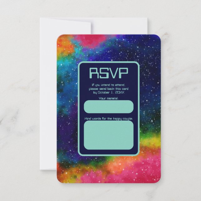 Galactic Sci-Fi Wedding RSVP Card (Front)