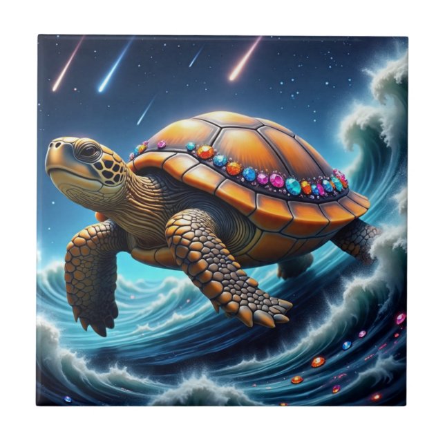 Galactic Sea Turtle Ceramic Tile (Front)