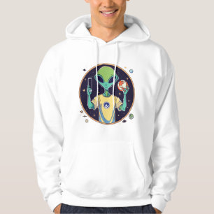 Galactic Selfie Explorer - Minimalist Alien Hoodie