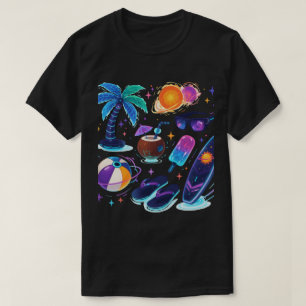 Galactic Summer Vibes T-Shirt – Futuristic Neon