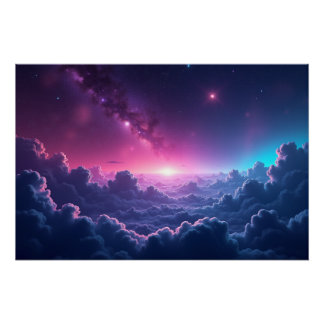 Galactic Sunrise Over the Clouds Poster