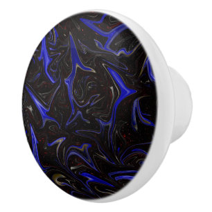"Galactic Swirl: The Blue and Black Space Marble" Ceramic Knob