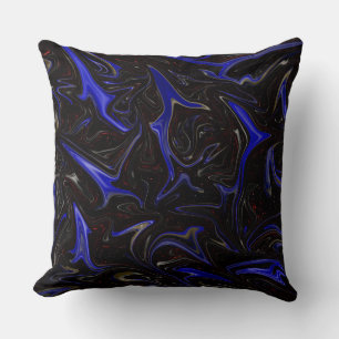 "Galactic Swirl: The Blue and Black Space Marble" Cushion