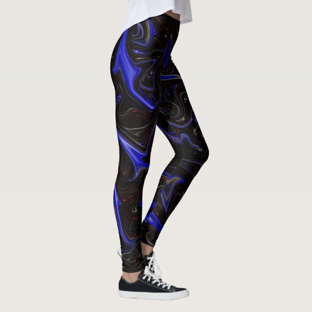 "Galactic Swirl: The Blue and Black Space Marble" Leggings (Right)