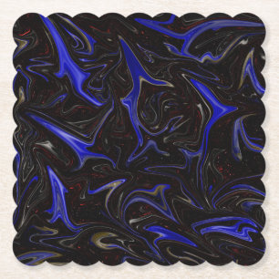 "Galactic Swirl: The Blue and Black Space Marble" Paper Coaster