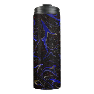 "Galactic Swirl: The Blue and Black Space Marble" Thermal Tumbler