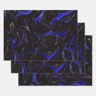 "Galactic Swirl: The Blue and Black Space Marble" Wrapping Paper Sheet