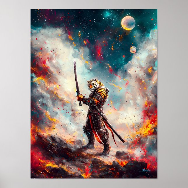 Galactic Tiger Samurai – Cosmic Blade Master Poster (Front)