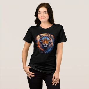 Galactic Tiger with Moon & Sacred Geometry Tri-Blend Shirt