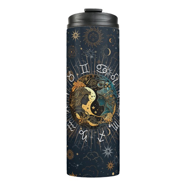 Galactic Twins - Gemini Zodiac Thermal Tumbler (Front)