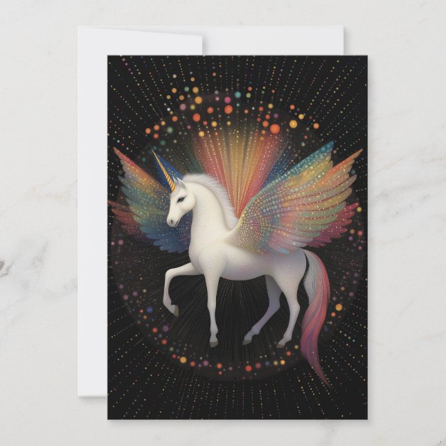 Galactic Unicorn Rainbow Coloured Stars Deep Space Invitation (Front)