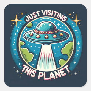 Galactic Visitor - UFO Square Sticker