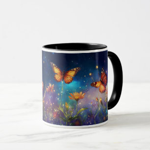 Galactic Wildflowers and Butterfly: Dreamy Univers Mug