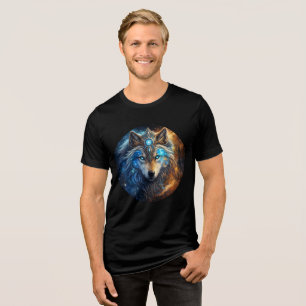 Galactic Wolf with Ornate Crown Tri-Blend Shirt