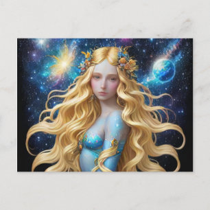 *~* Galactic Women Fantasy Cosmic Planets AP58 Holiday Postcard