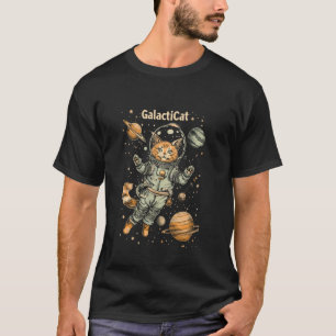 GalactiCat Graphic - Space Astronaut Cat in Galaxy T-Shirt
