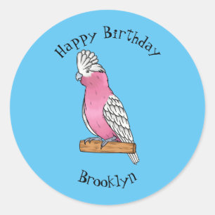 Galah bird cartoon illustration classic round sticker