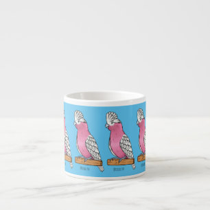 Galah bird cartoon illustration  espresso cup