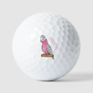 Galah bird cartoon illustration golf balls