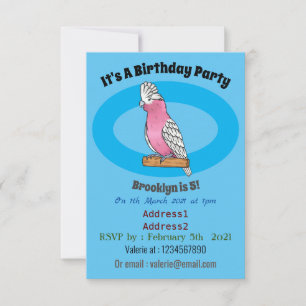 Galah bird cartoon illustration invitation
