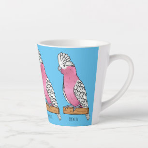 Galah bird cartoon illustration latte mug