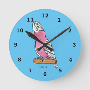 Galah bird cartoon illustration  round clock
