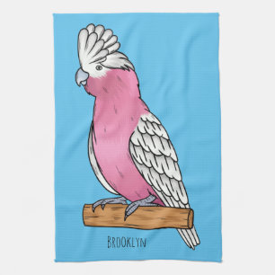 Galah bird cartoon illustration tea towel