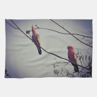 Galah birds in tree 3 tea towel