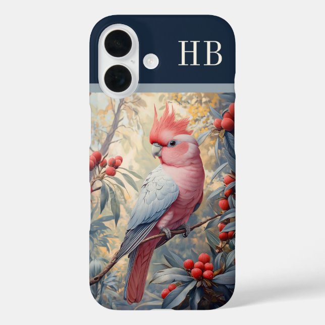 Galah Cockatoo Parrot Monogram Personalised Case-Mate iPhone Case (Back)
