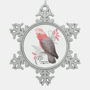 Galah Cockatoo Snowflake Pewter Christmas Ornament