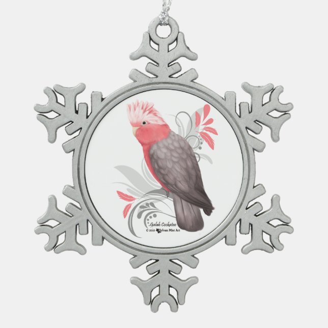 Galah Cockatoo Snowflake Pewter Christmas Ornament (Front)